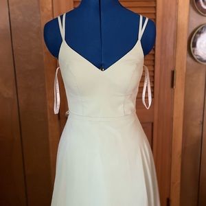 Azazie Janine Dusty Sage Floor Length Dress with dress bag